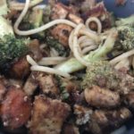 Noodle stir fry with peanut sauce