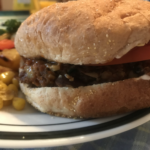 vegan burger on a bun, ready to eat