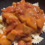 red pepper sauce on pasta