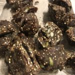 fruit bars with chocolate, pumpkin seeds, and quinoa
